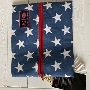 Blue with white stars Makeup Junkie Bag -small